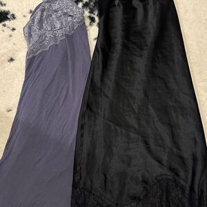 Victoria's Secret Black and Gray Lace Nightgown Slip Set